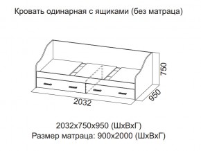 Кровать одинарная с ящиками (Без матраца 0,9*2,0) в Салехарде - salekhard.магазин96.com | фото